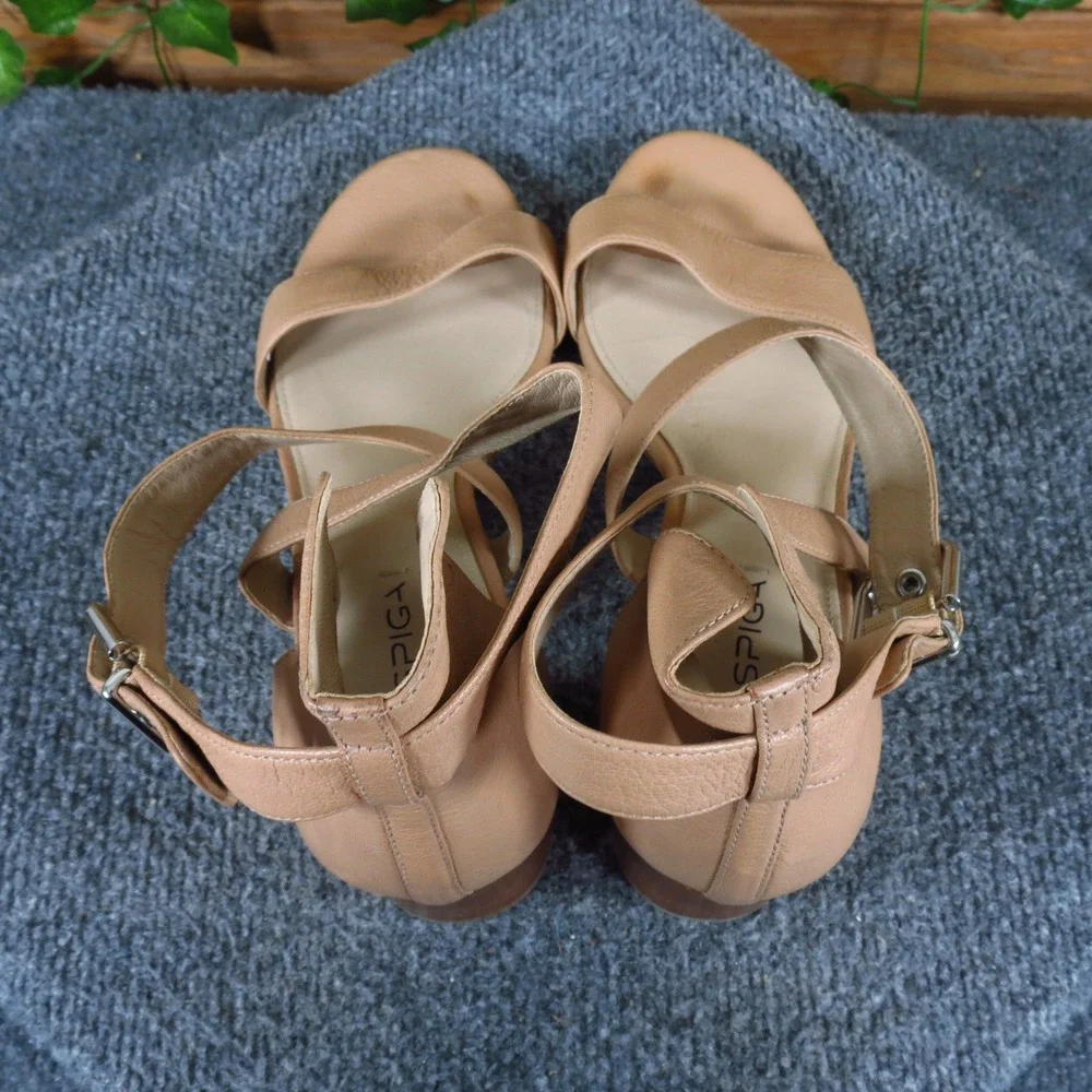 Via Spiga Women Sandals Size‎ 10M Dress Casual Block Heel Tan Leather Strappy